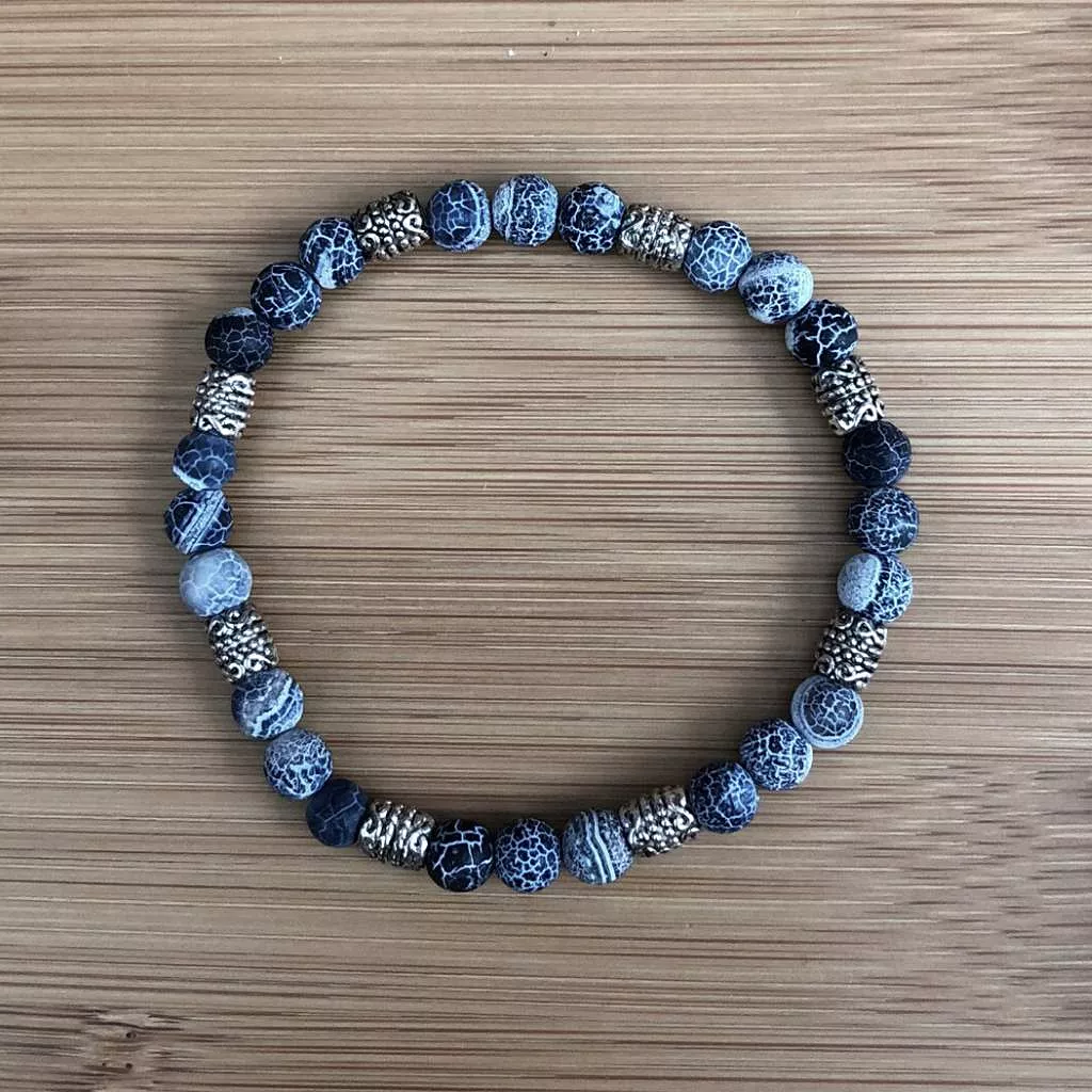 Matte Midnight Blue Fire Agate Bracelet