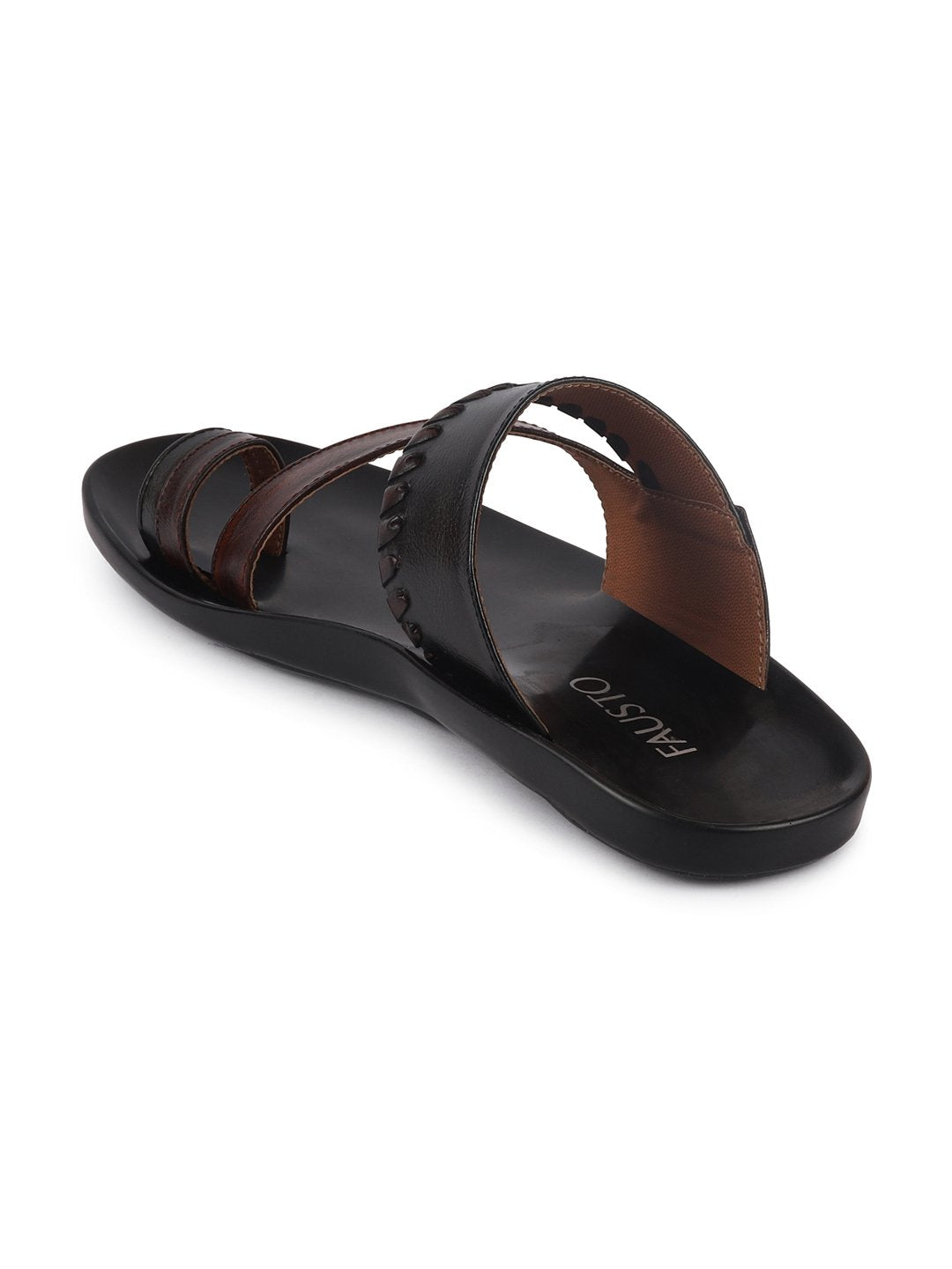 Men Brown Slip On Outdoor Toe Ring Slippers