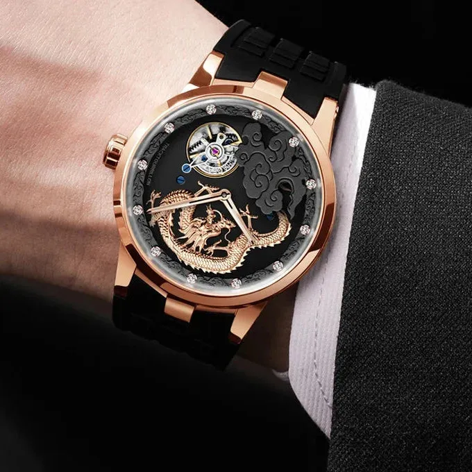 Men's Luxury Rotating Carrousel Mechanical Waterproof Wristwatch