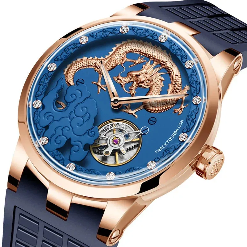 Men's Luxury Rotating Carrousel Mechanical Waterproof Wristwatch