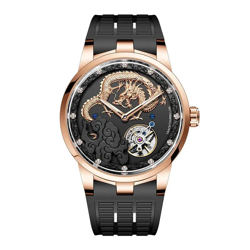 Men's Luxury Rotating Carrousel Mechanical Waterproof Wristwatch