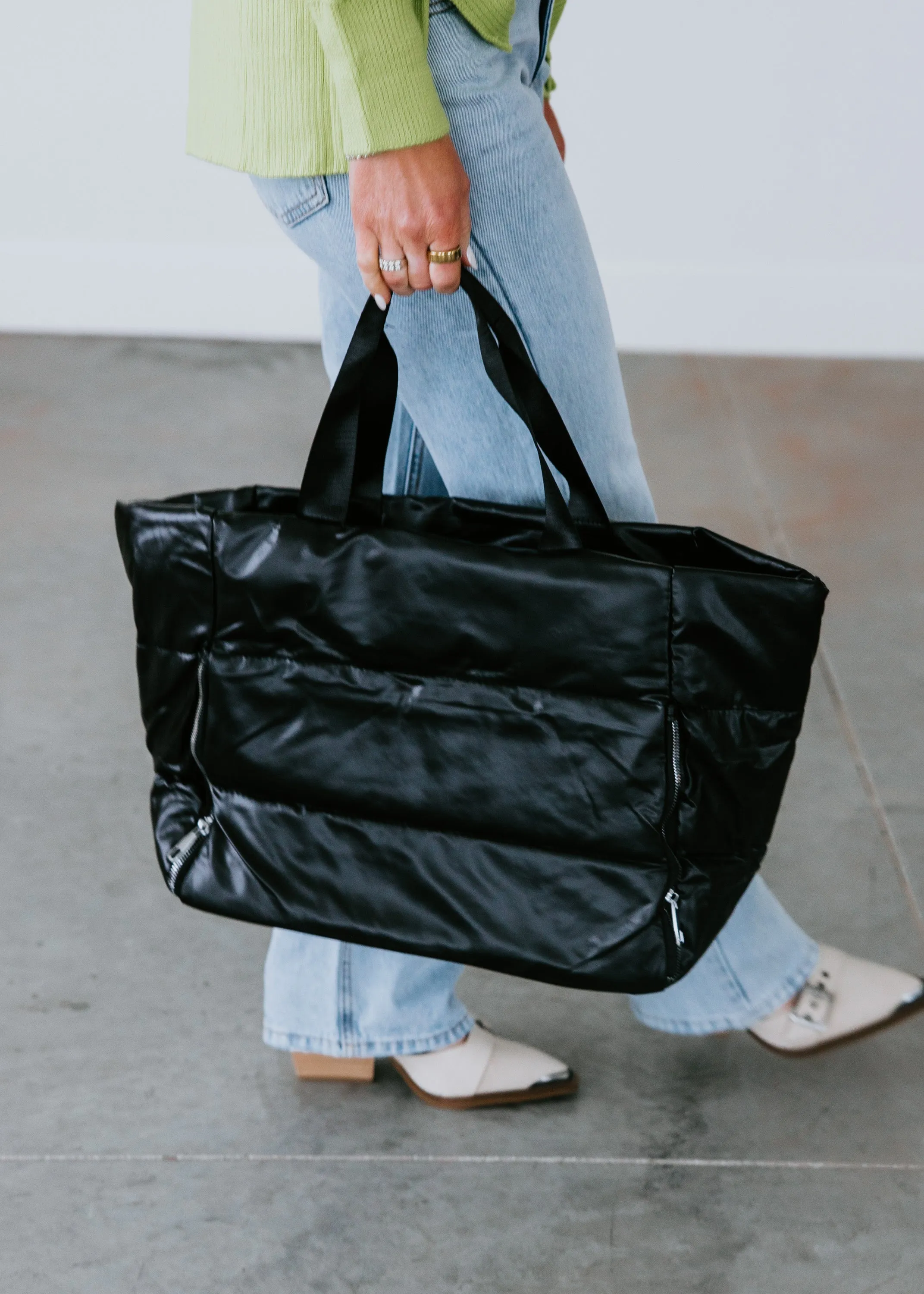 Metallic Puffer Tote