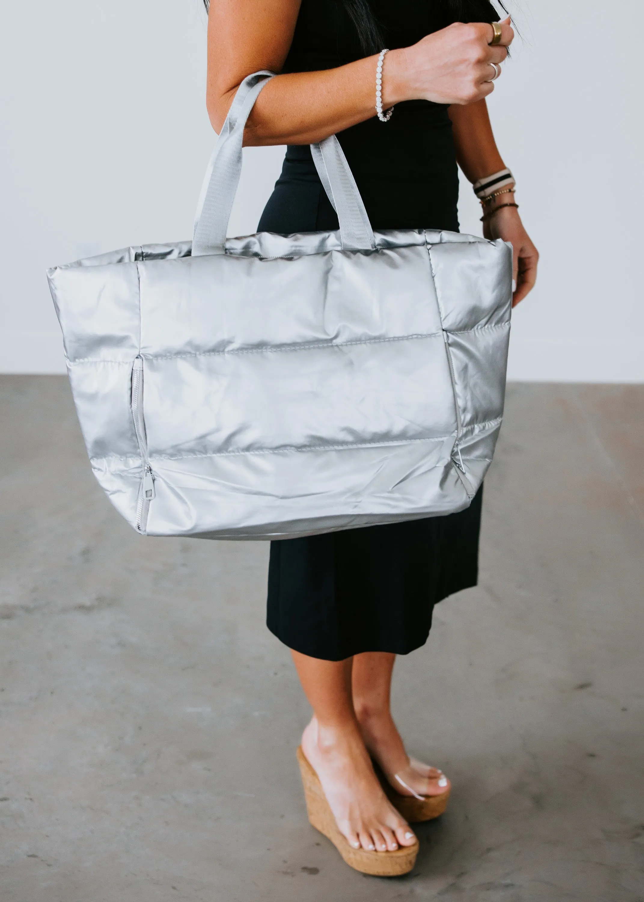 Metallic Puffer Tote