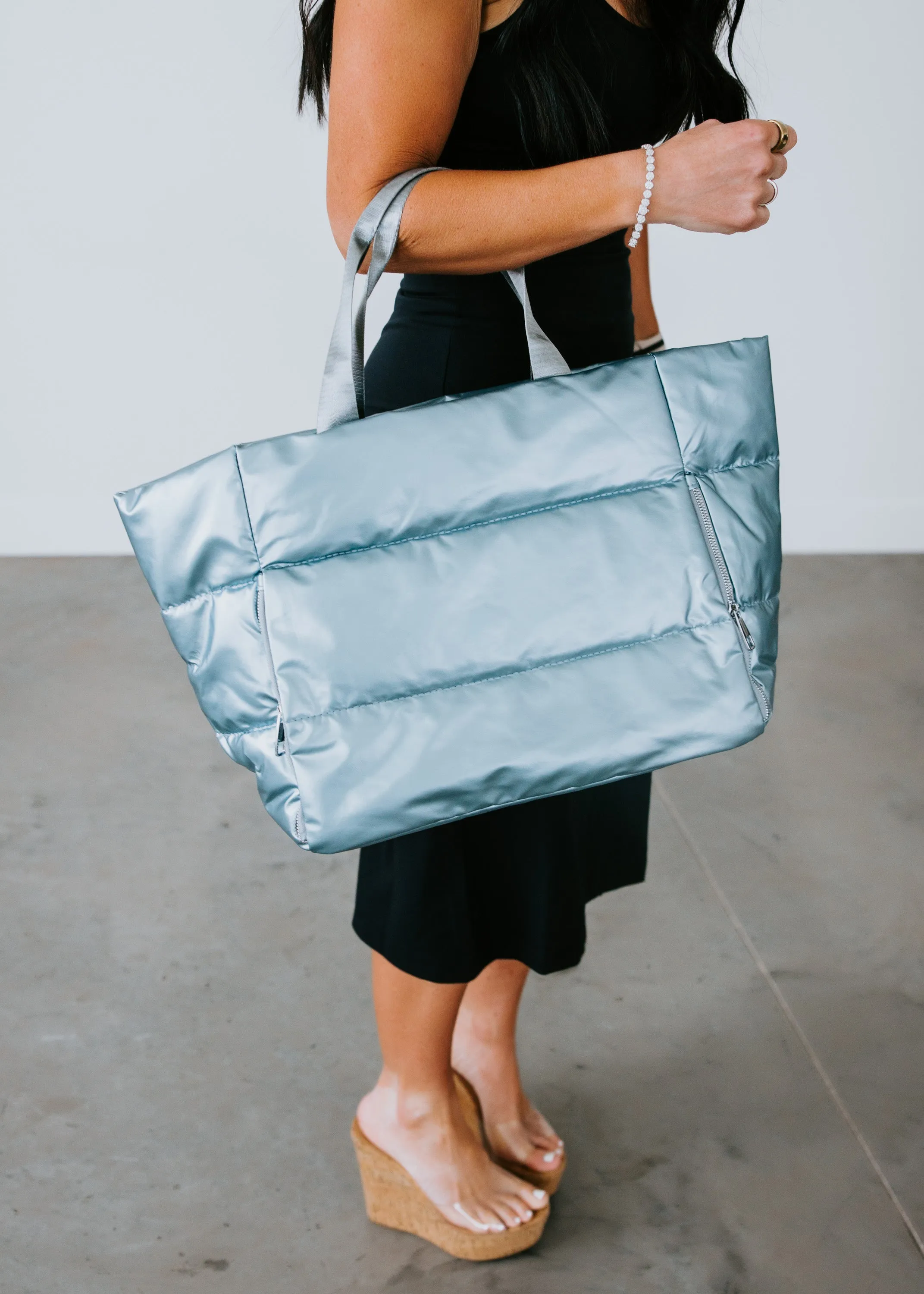 Metallic Puffer Tote