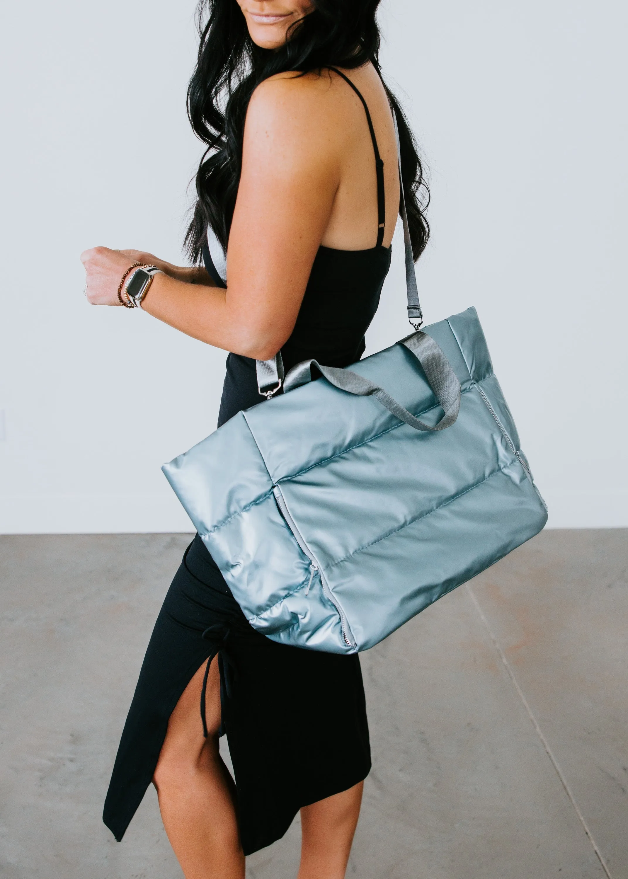 Metallic Puffer Tote