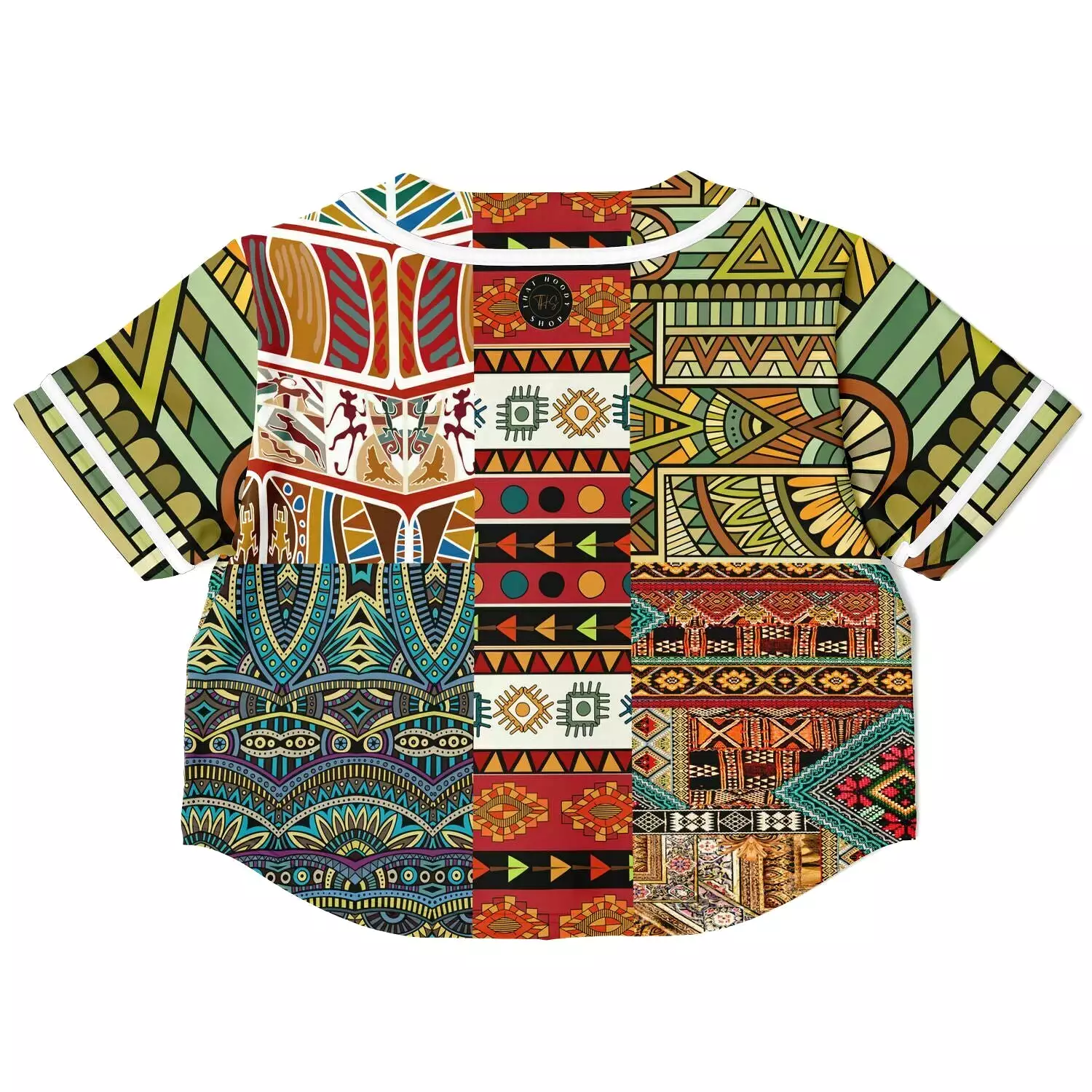 Mother Lode African Print Cropped Button Front Jersey