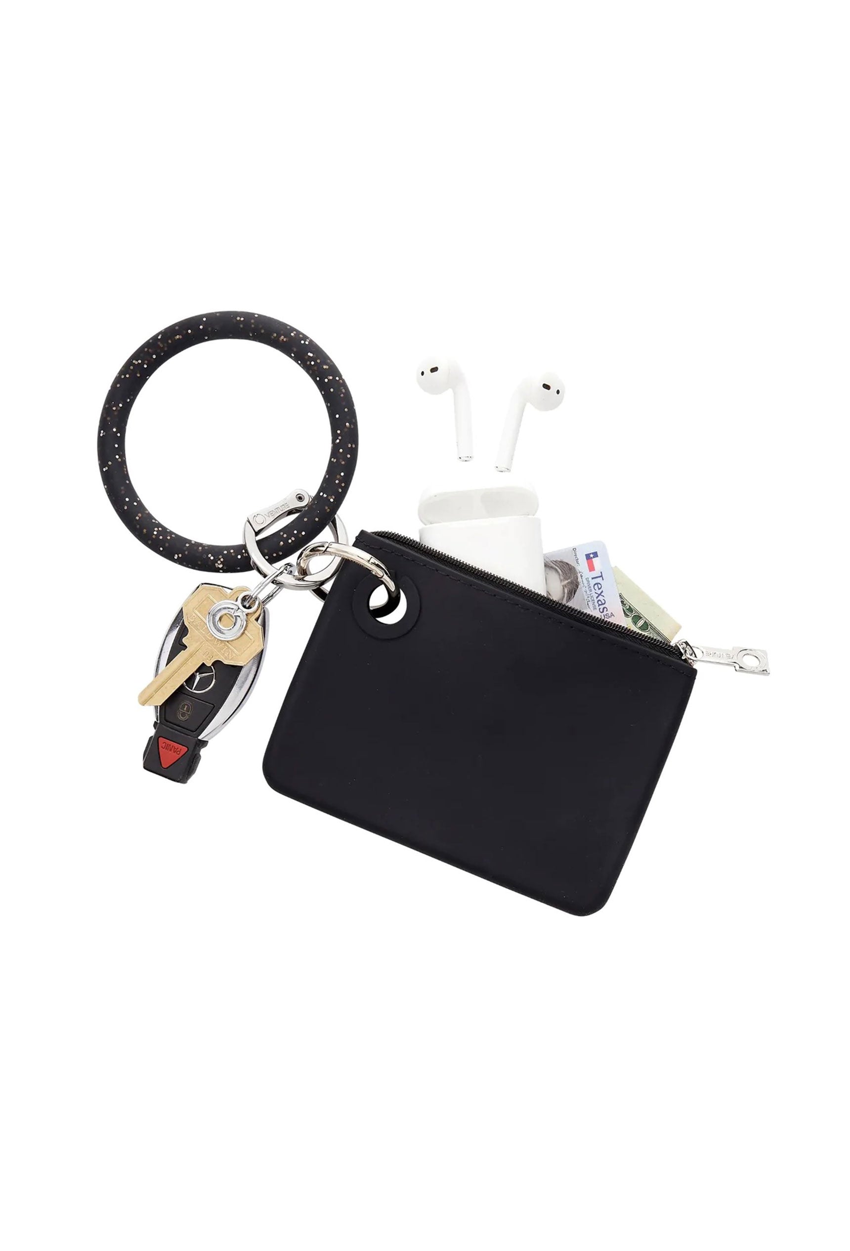 O-Venture Silicone Key Ring in Black Confetti