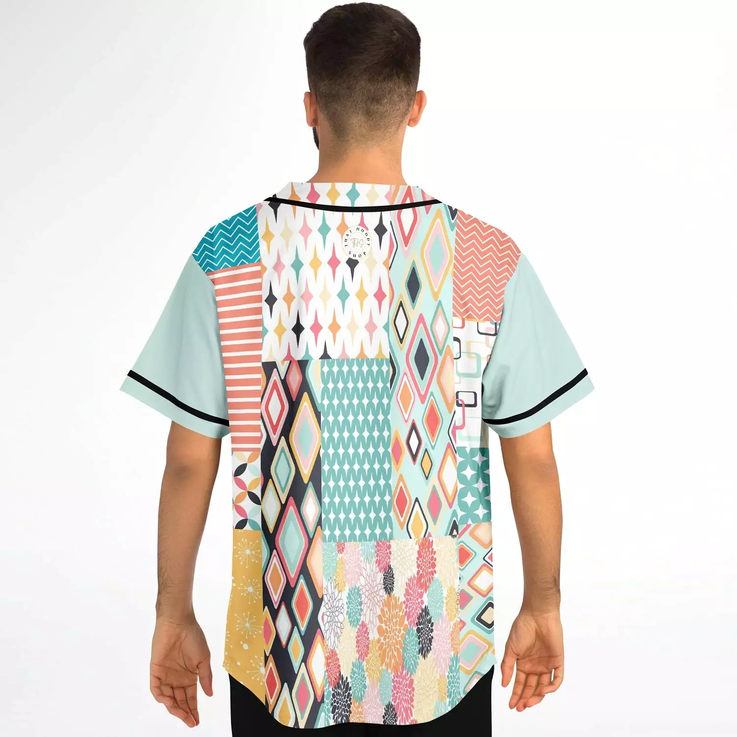 Old Miami Geo Patchwork Button Front Jersey