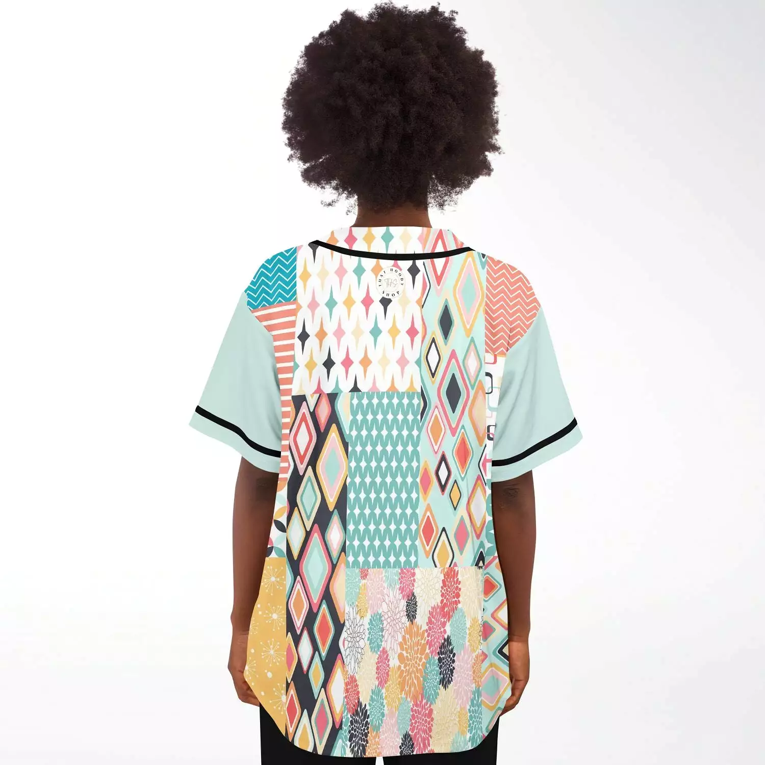 Old Miami Geo Patchwork Button Front Jersey