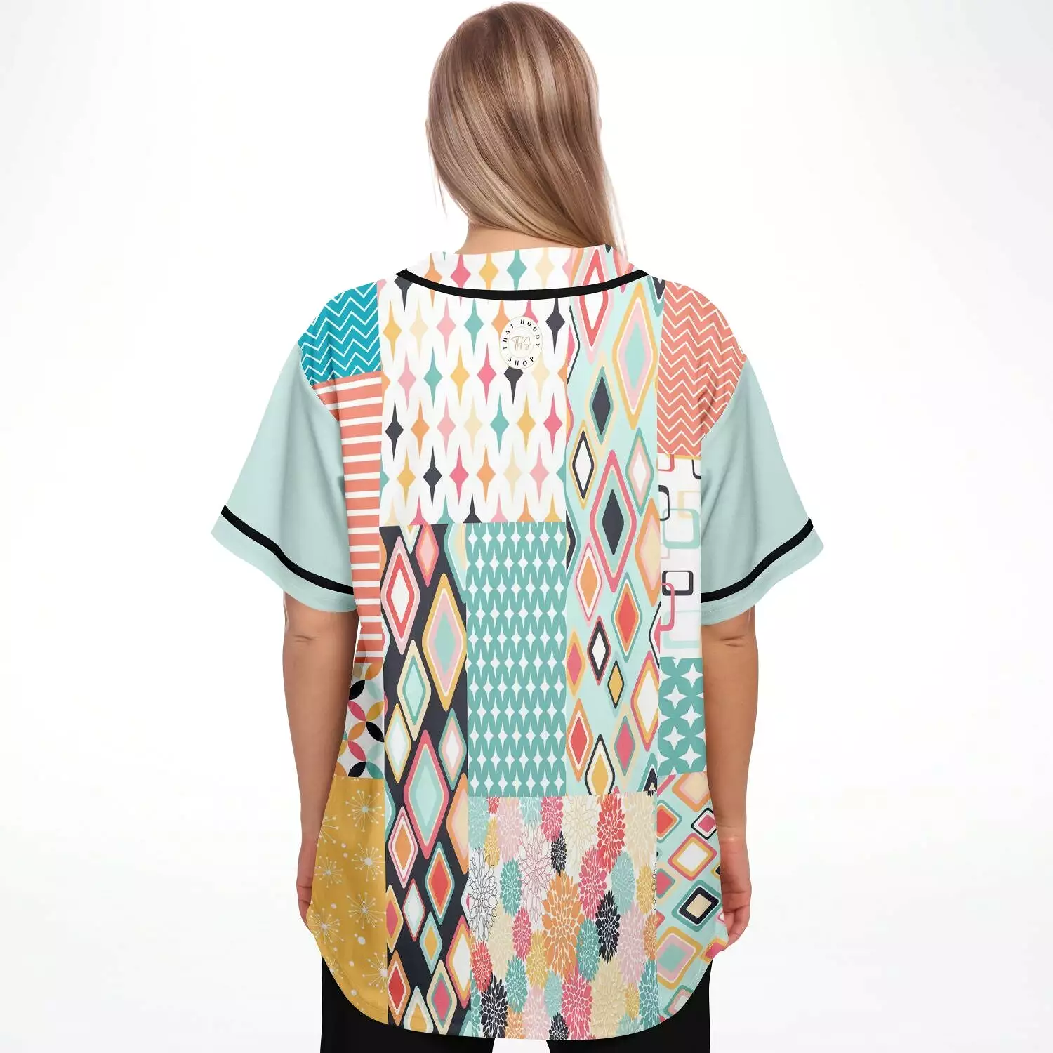 Old Miami Geo Patchwork Button Front Jersey