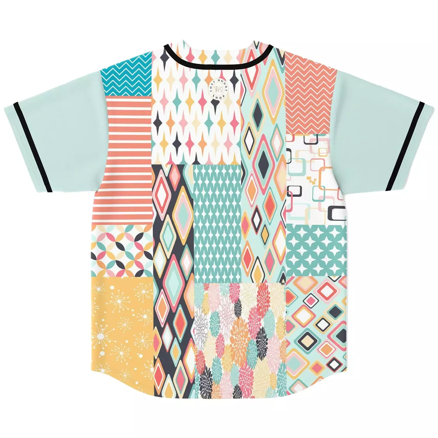 Old Miami Geo Patchwork Button Front Jersey