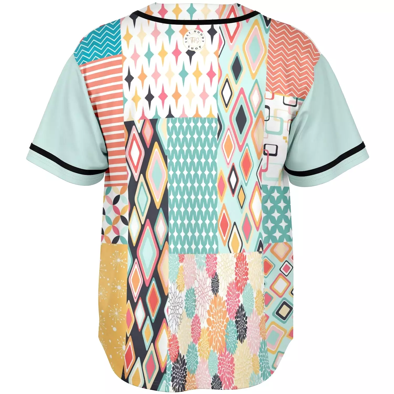 Old Miami Geo Patchwork Button Front Jersey