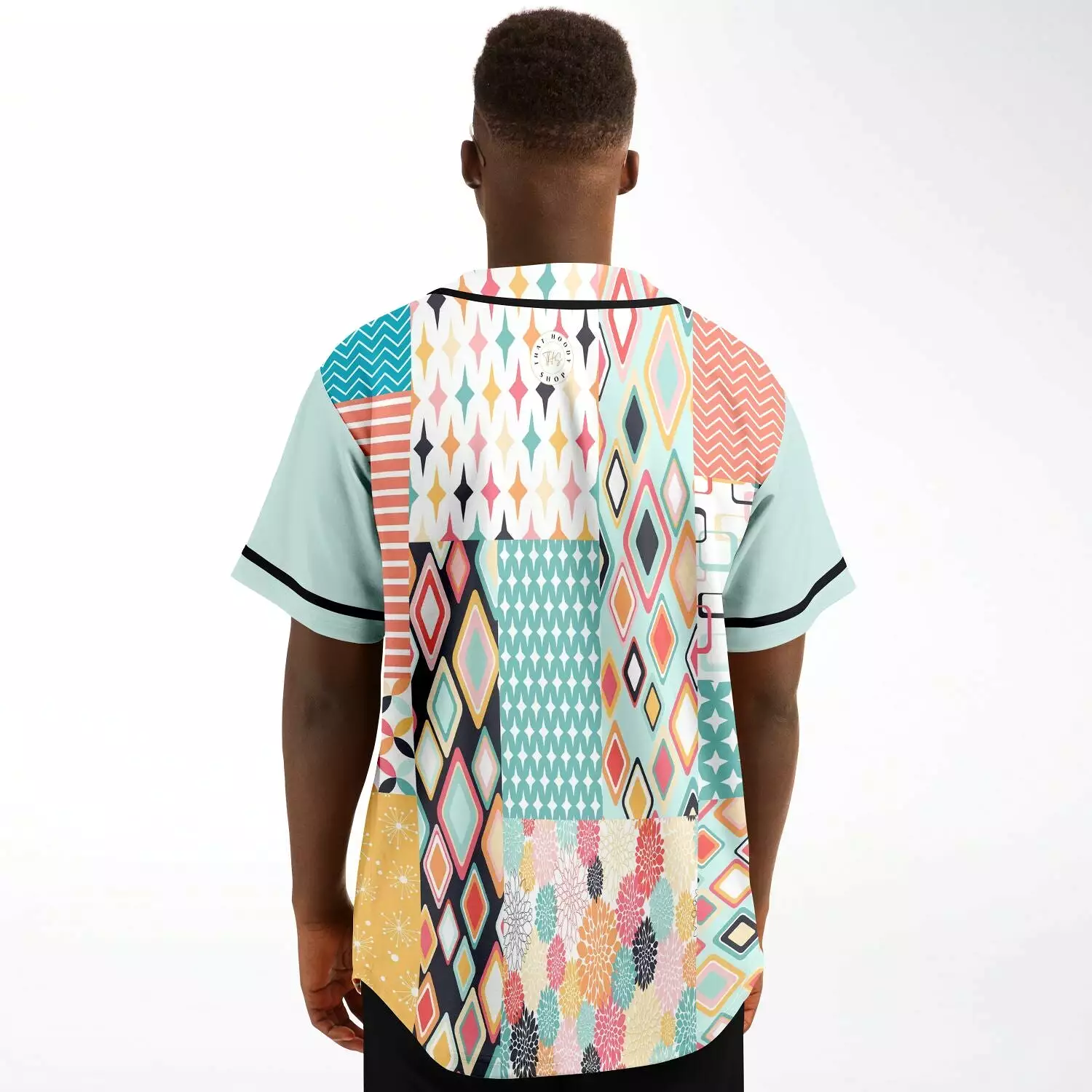 Old Miami Geo Patchwork Button Front Jersey