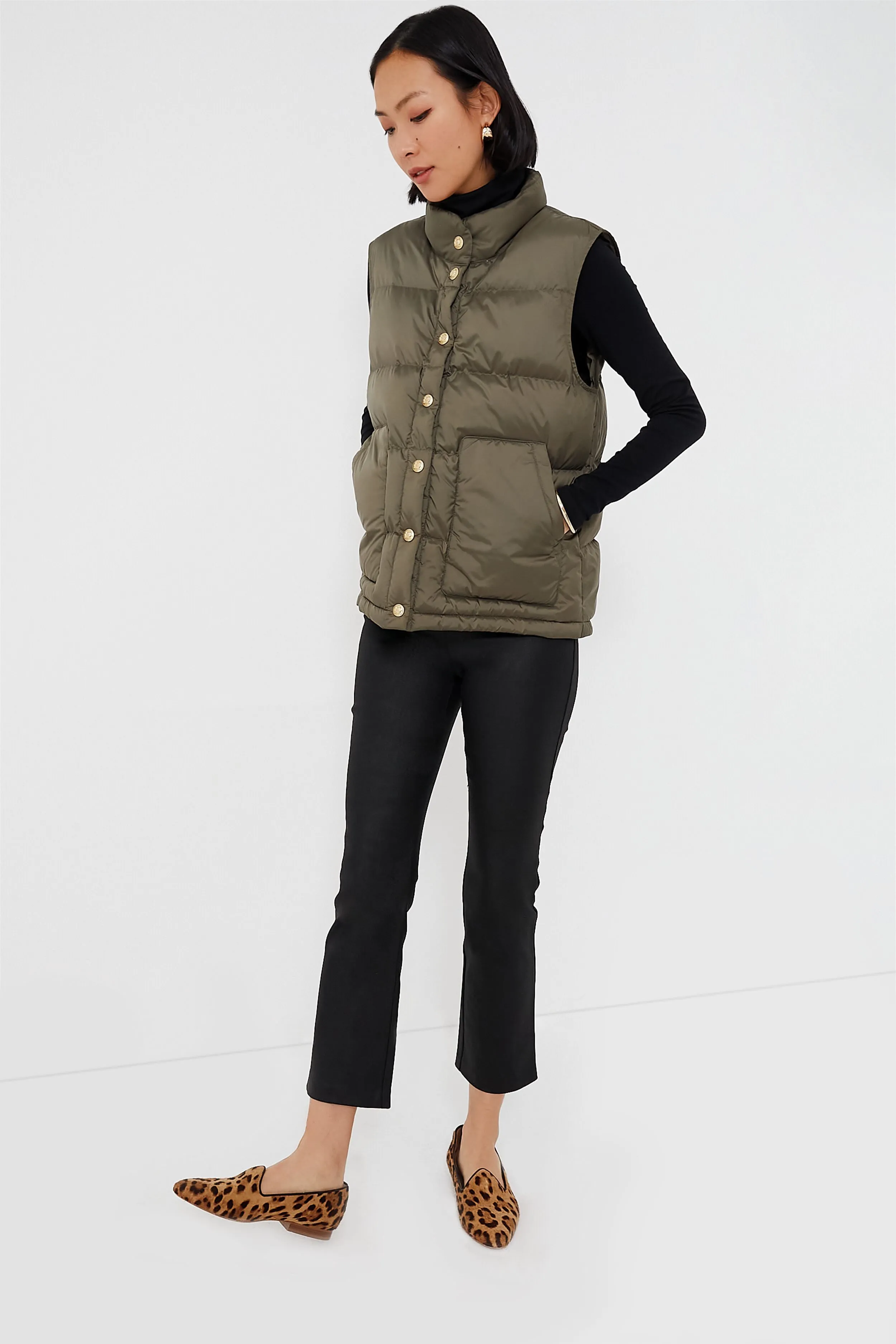 Olive Green Inez Puffer Vest