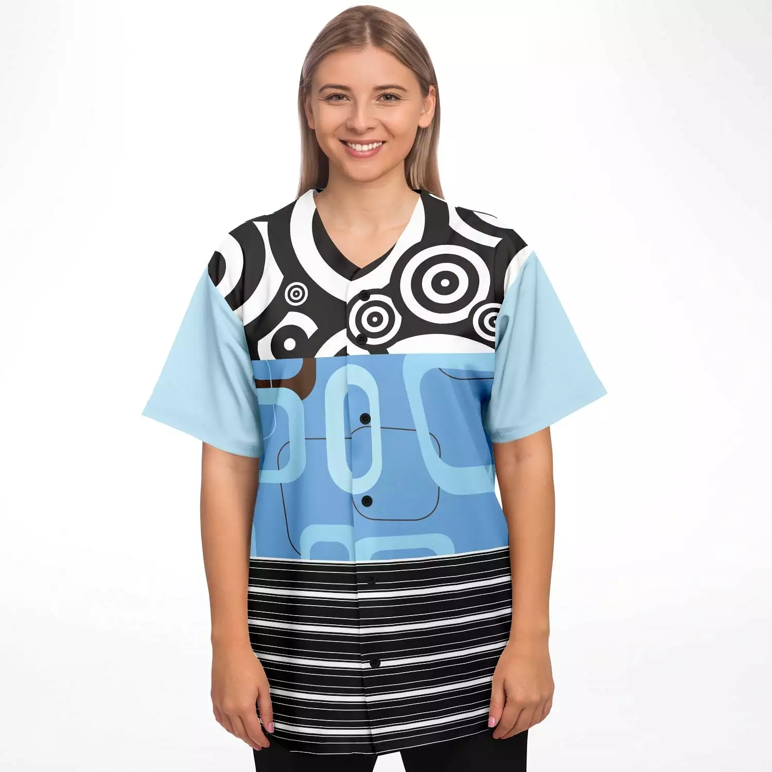 Pacific Palisades Patchwork Button Front Jersey