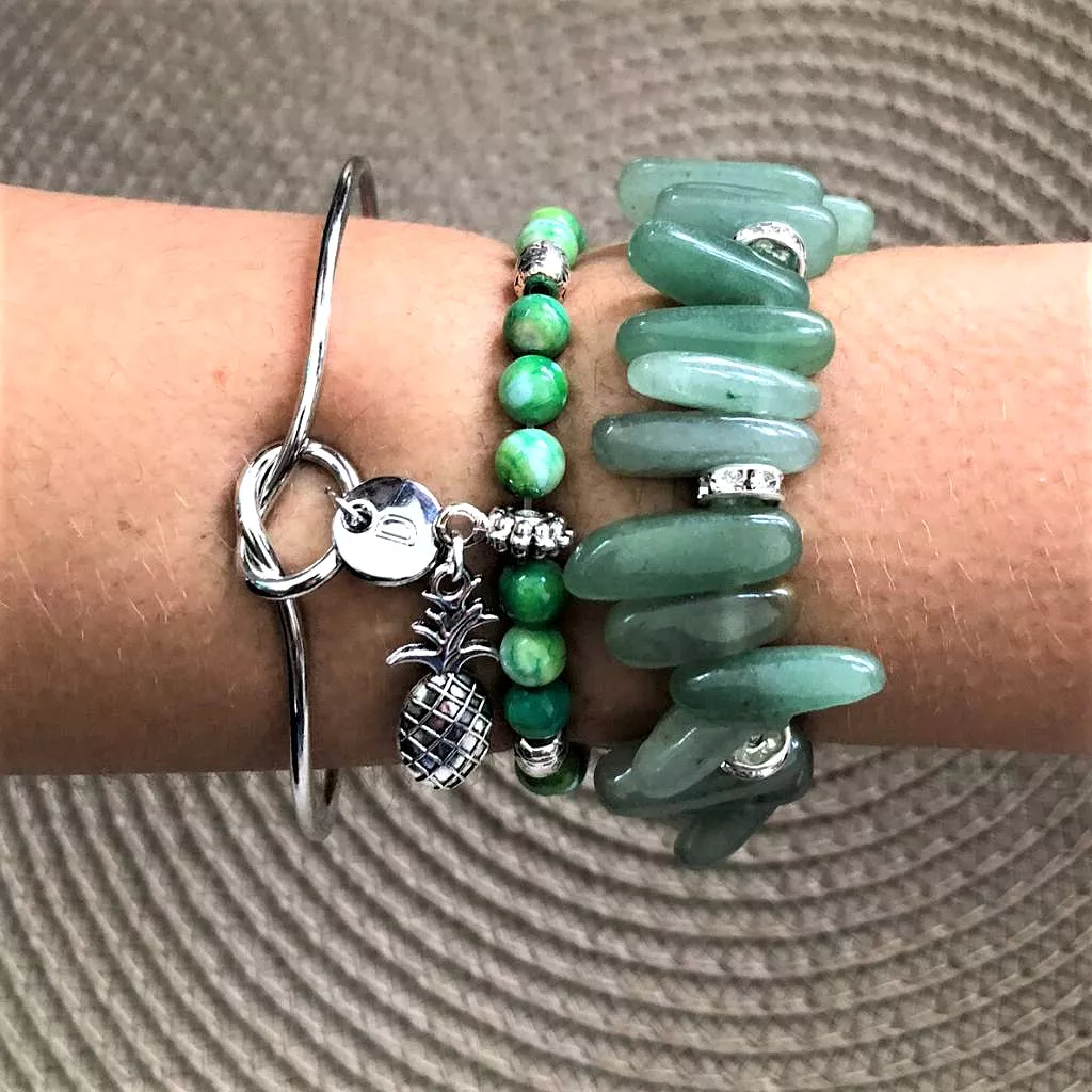 Parrot Green Fire Agate Beaded Pineapple Bracelet