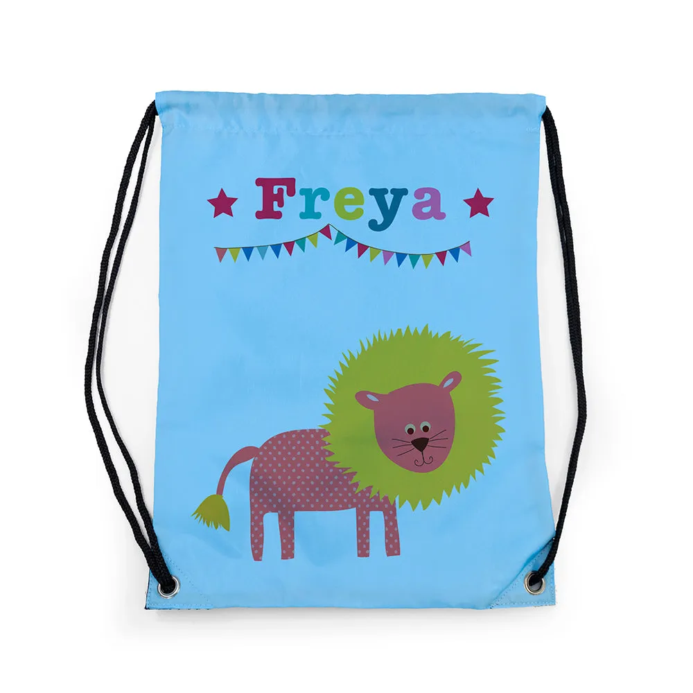 Personalised Sky Blue Circus Waterproof Swim Bag