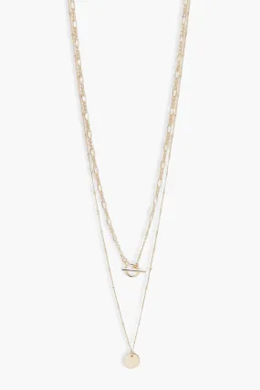 Simple T-bar Circle Layering Necklace