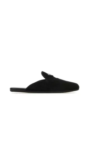 Suede Mule Slippers - Black