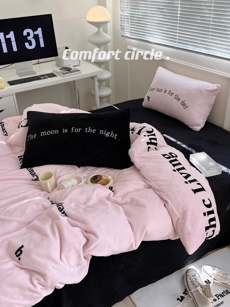 Sweet & dark Instagram style fleece bedding set