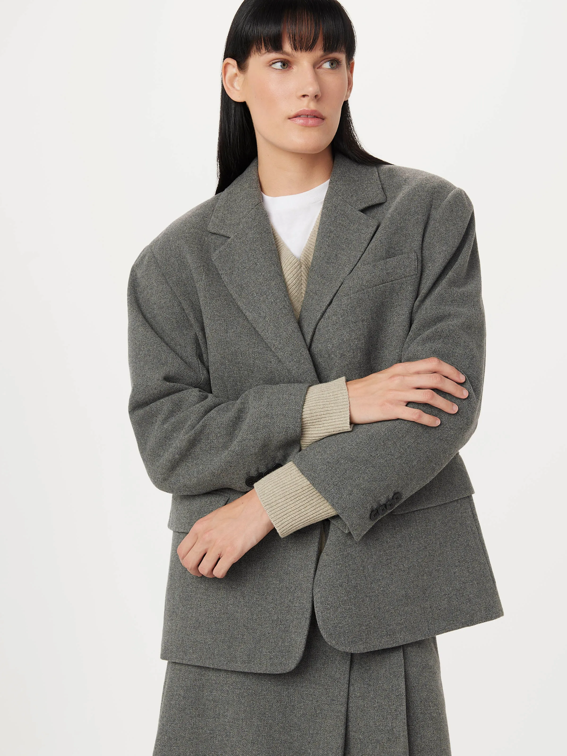 The Loose Recycled Wool Blazer in Grey Black