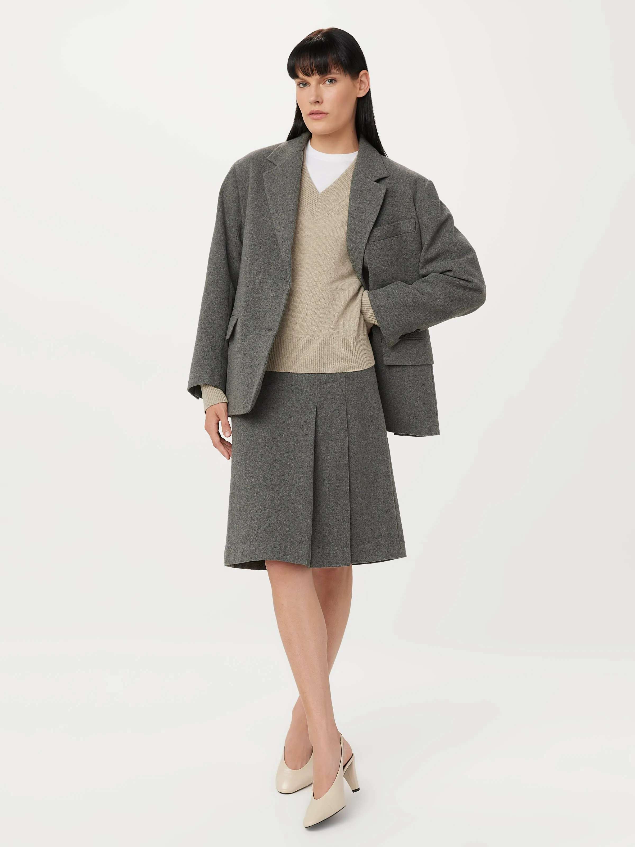 The Loose Recycled Wool Blazer in Grey Black