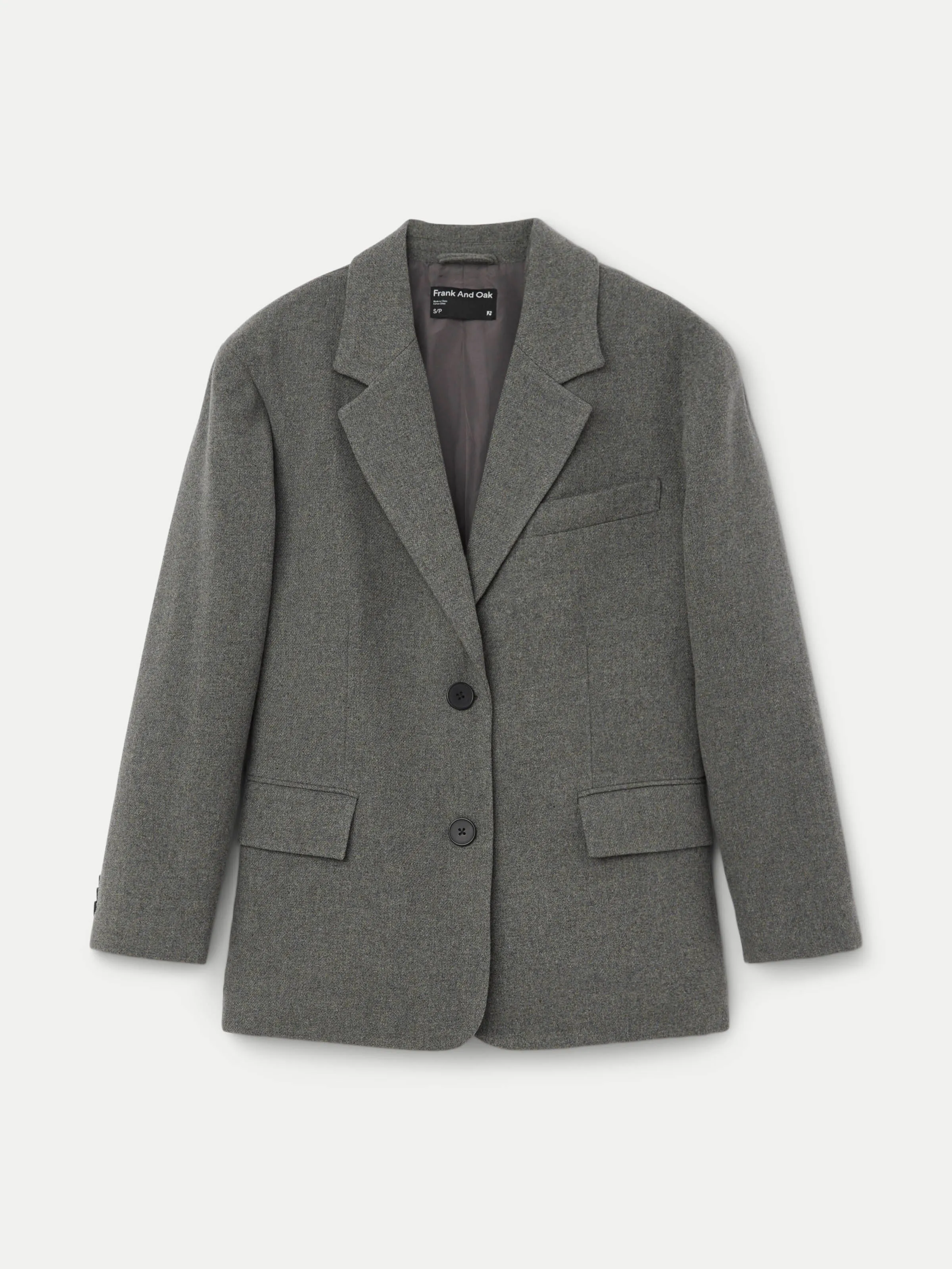 The Loose Recycled Wool Blazer in Grey Black