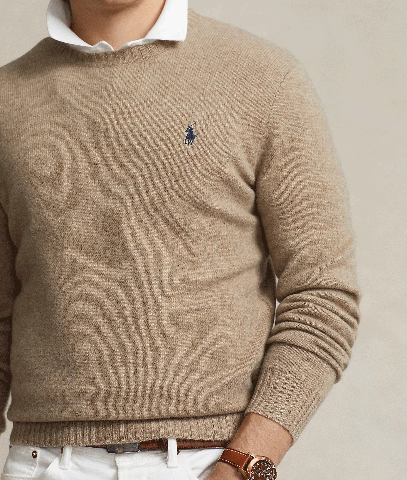 Wool-Cashmere Crewneck Jumper - Brown