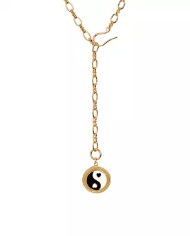 Yin Yang necklace gold black