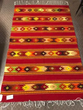 Zapotec Handwoven Wool rug  Rayas de Ojos.. 1071