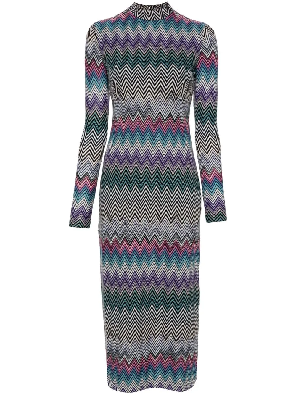 ZIG ZAG MOTIF WOOL MIDI DRESS