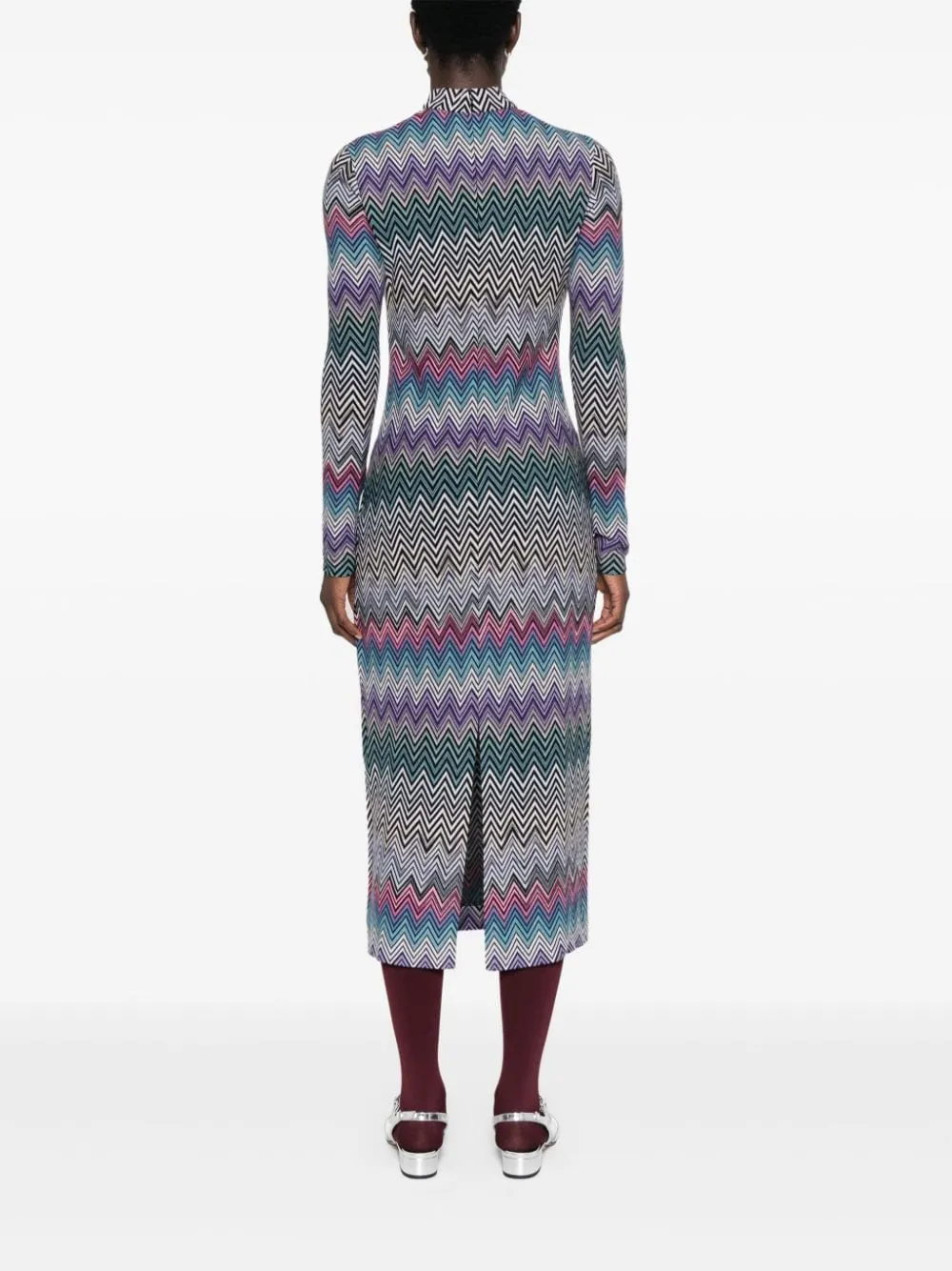 ZIG ZAG MOTIF WOOL MIDI DRESS